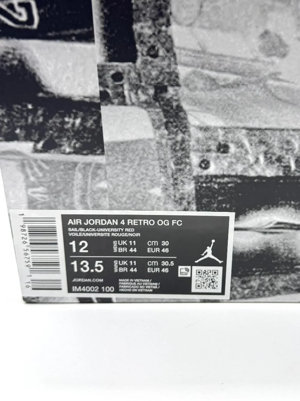 Air Jordan Retro 4 Flight Club Sail Black Shoes Sz 12 New w/ Marks IM4002-100